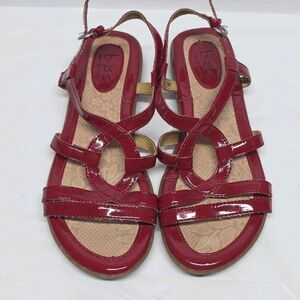 BOC Born Concept Flat Sandals Red Patent Faux Leather Womens Size 7 M/W